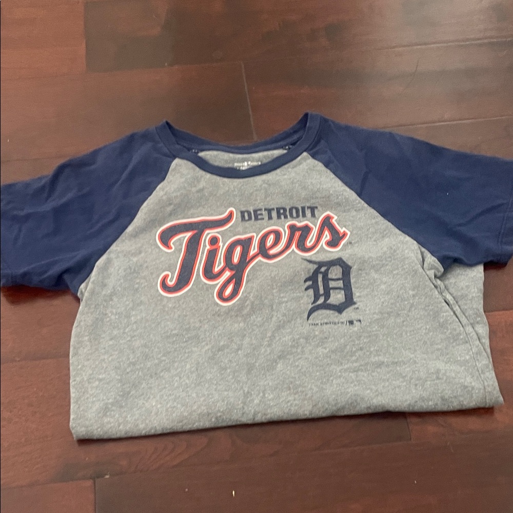 Detroit Tigers Kids Raglan Shirt - Blue and Gray 10/12